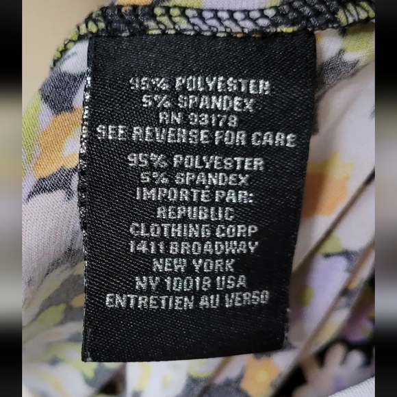 CATHERINE MALANDRINDO sz M black white purple floral print stretchy blouse top - Picture 3 of 8